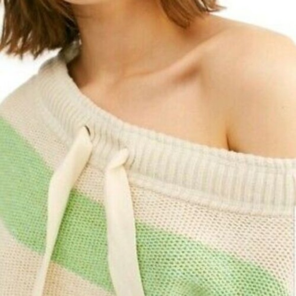 NWOT $148 Free People M Cassidy Off The Shoulder Pullover Knit Sweater Stripe - Picture 3 of 9